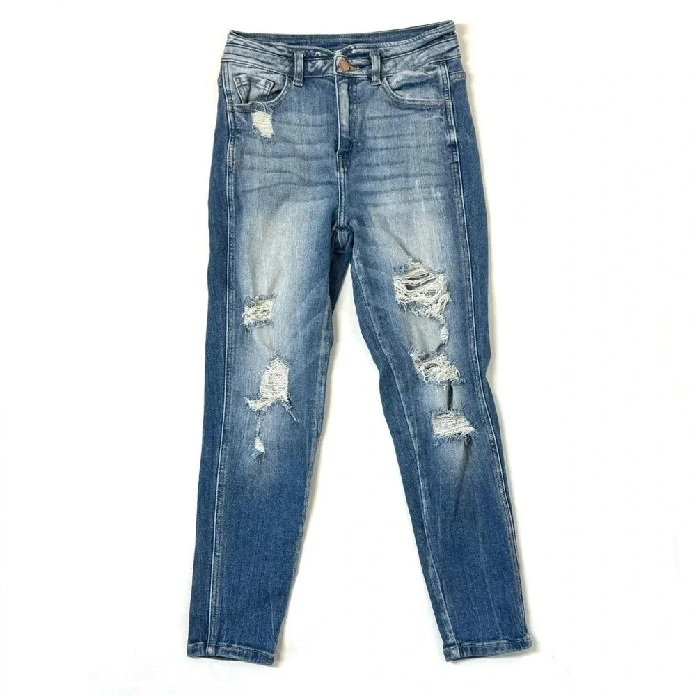 KanCan Ultra High Rise Ankle Skinny Distressed Jeans Size 27